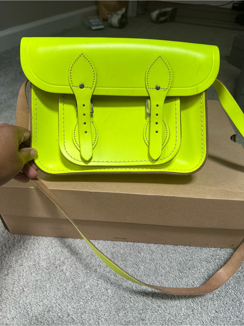 Neon Yellow Cambridge Satchel Company Crossbody  - Women Bags